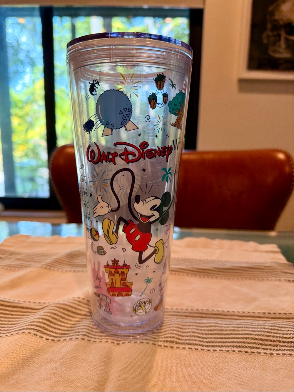 Starbucks Disney World Clear Tumbler with Theme Park Icons